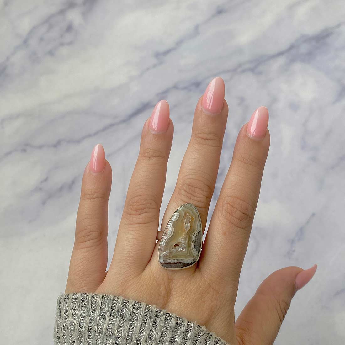 Crazy Lace Agate Adjustable Ring-(CLA-R-4.)